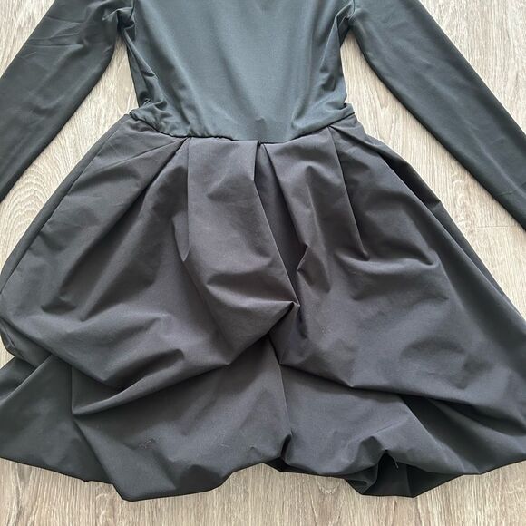 Bubble Hem Black Mini Dress - Picture 3 of 8